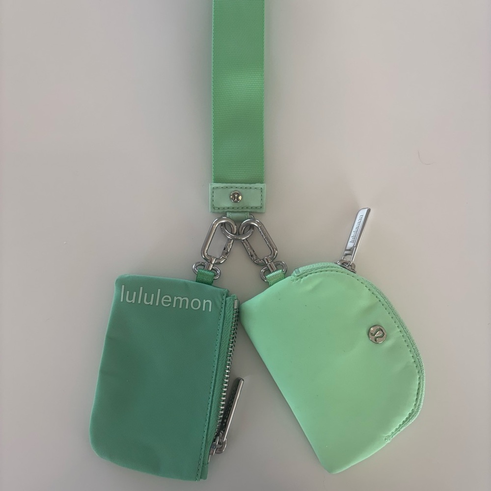 Lululemon Mint Green Double Pouch Keychain Wristlet Coin Purse